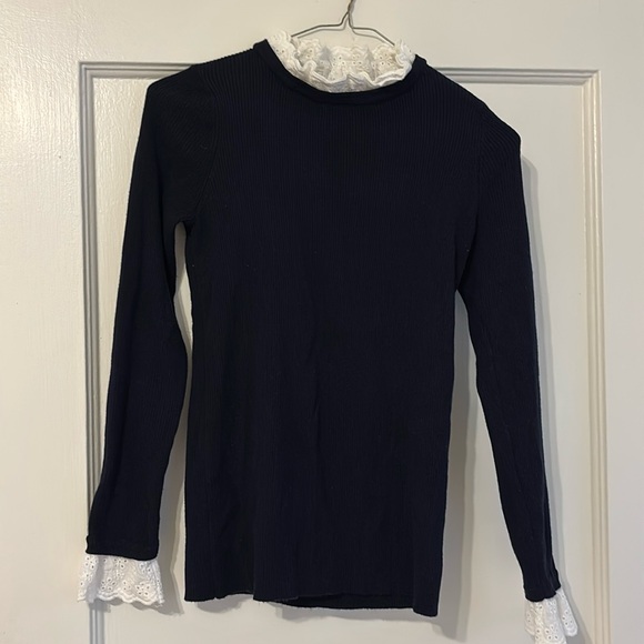 Tuckernuck Navy Rosemary Eyelet Knit Top (S) - Picture 3 of 7